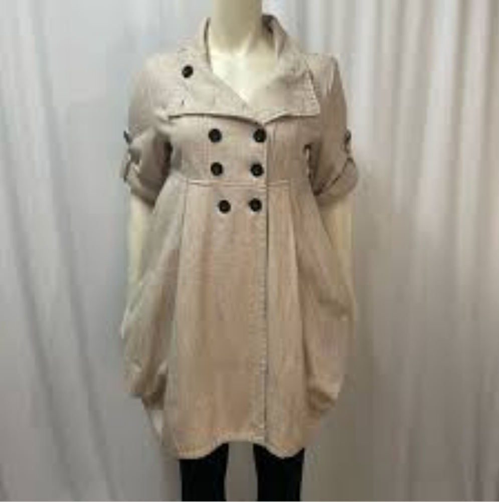 Katie half sleeve double breasted peacoat taupe small NWT gossip girl